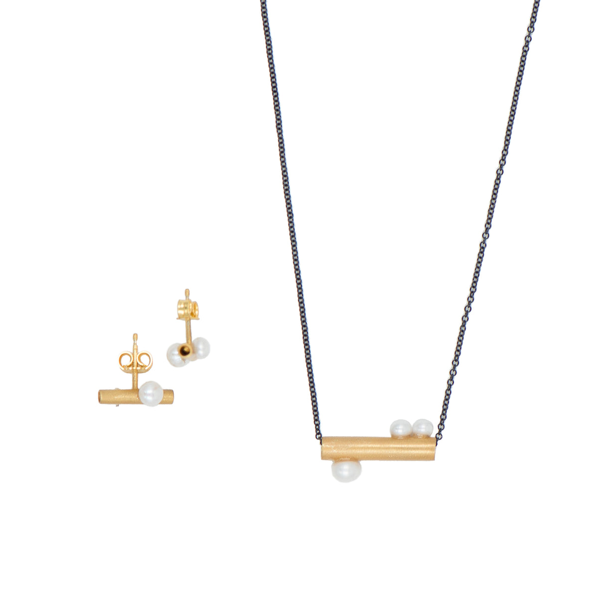 LINE-PEARLS SILVER GOLD PLATED PENDANT