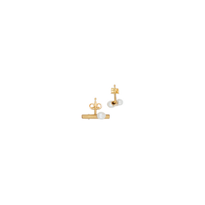 LINE-PEARLS SILVER GOLD PLATED EARRINGS
