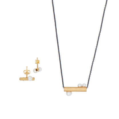 LINE-PEARLS SILVER GOLD PLATED PENDANT