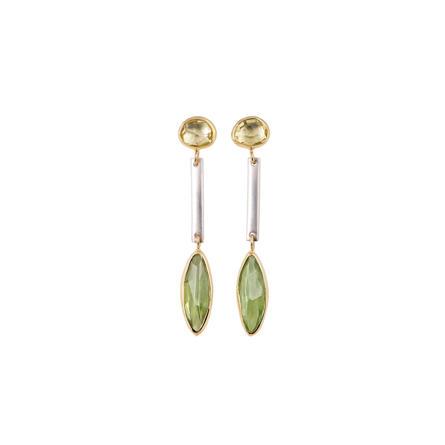 LEMON QUARTZ AND PERIDOTE EARRINGS 28ct