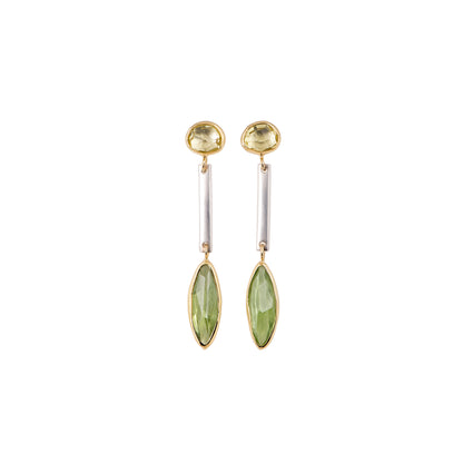 LEMON QUARTZ AND PERIDOTE EARRINGS 28ct