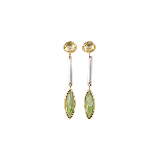 LEMON QUARTZ AND PERIDOTE EARRINGS 28ct